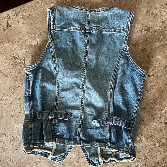 NWOT Vintage YOUNIQUE DENIM TUXEDO VEST! With Pockets! Size L - Picture 4 of 6